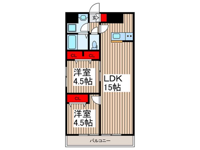 リーブルファイン朝霞幸町(2LDK/3階)の間取り写真