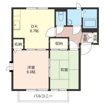 キャッスル山金(2DK/1階)の間取り写真