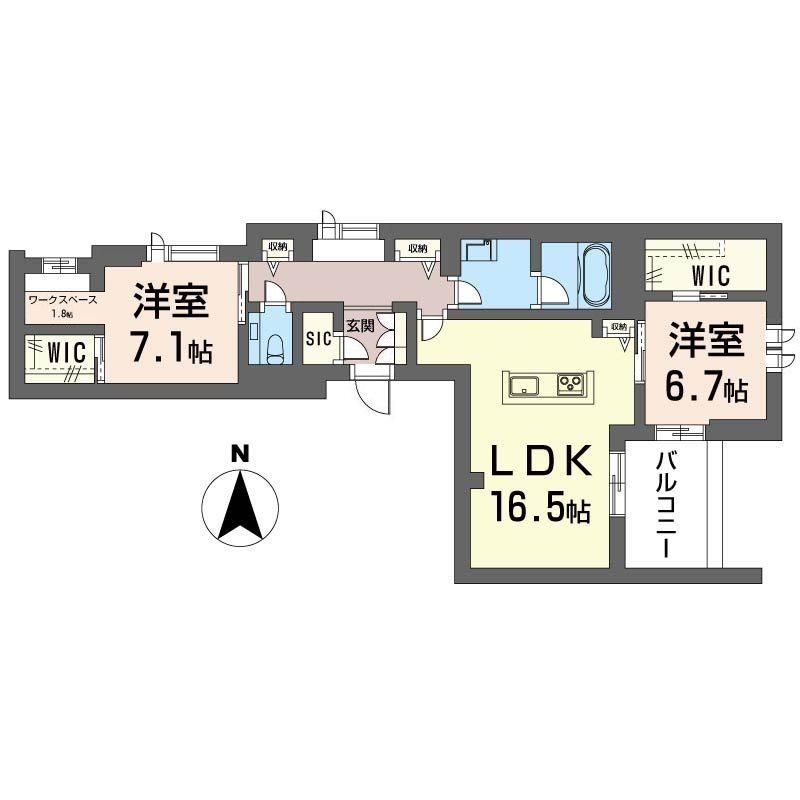 ノヴェルデ押堀(2LDK/2階)の間取り写真
