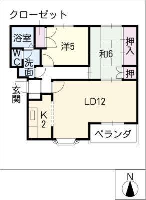 クララハイツ(2LDK/3階)の間取り写真