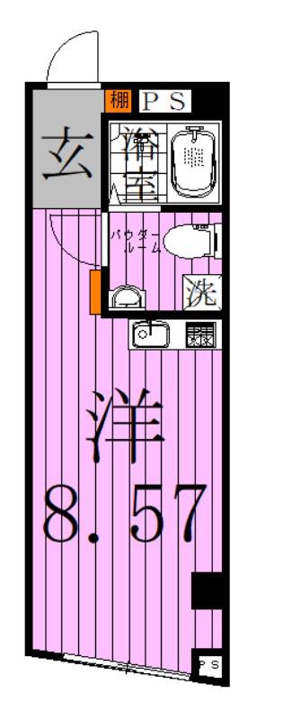 TRIAS.K トリアスケー(ワンルーム/2階)の間取り写真