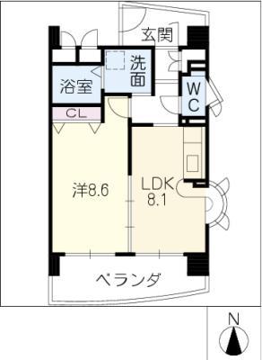 BELL HEIWA(1LDK/4階)の間取り写真