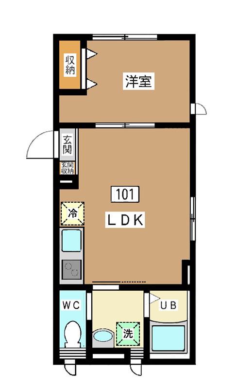 磯部ビル(1LDK/1階)の間取り写真