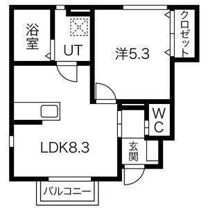 WIN大河原B棟(1LDK/1階)の間取り写真