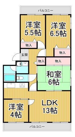 フェルザ西宮(4LDK/2階)の間取り写真