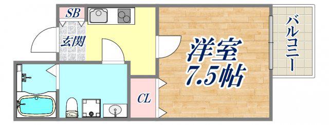 エクセルコート阪神尼崎(1K/11階)の間取り写真