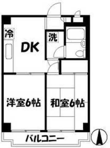 スカイハイツ日吉(2DK/4階)の間取り写真