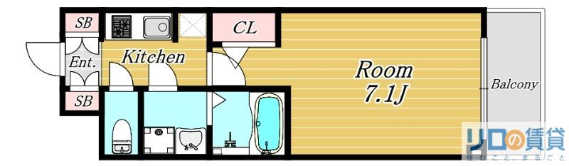 M-RESIDENCE新大阪GARDEN(1K/4階)の間取り写真