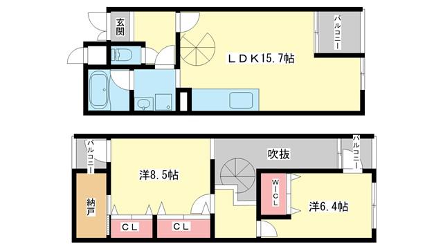 プライムガーデン(2LDK/2階)の間取り写真