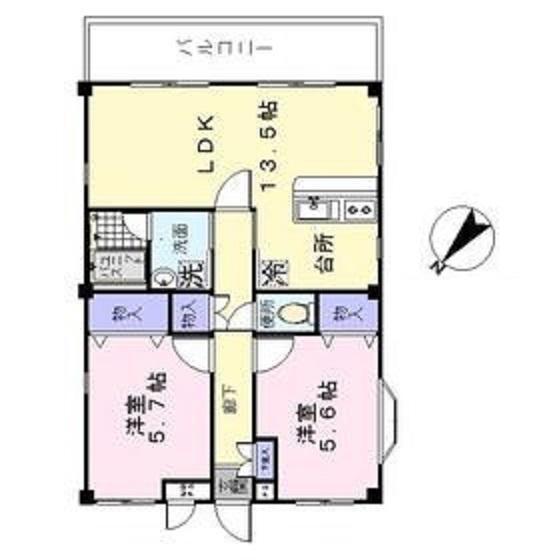 システムマンション北柏(2LDK/1階)の間取り写真