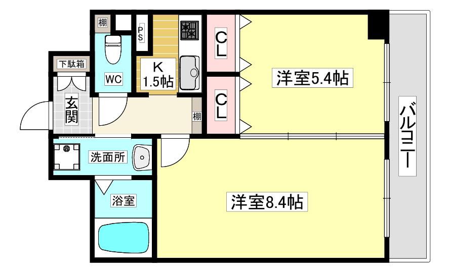 エトールX(1LDK/8階)の間取り写真