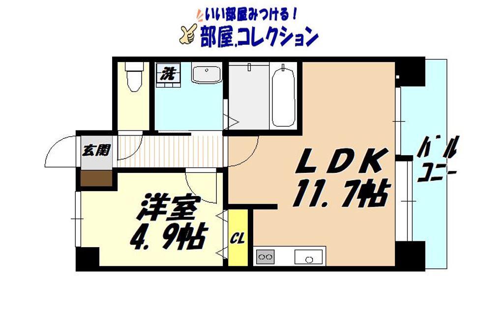 J-スクエア(1LDK/5階)の間取り写真