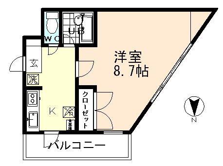 ラフィネ五福2(1K/1階)の間取り写真