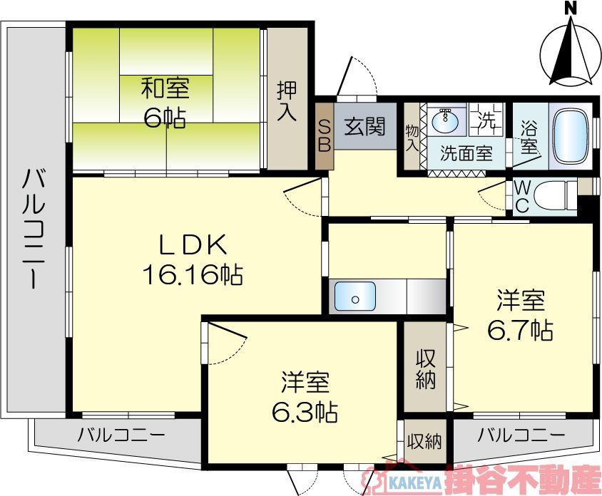 ラ・ヴェール茨木(3LDK/4階)の間取り写真