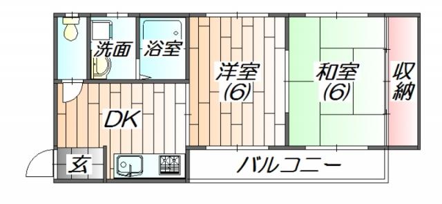 北林マンション(2DK/4階)の間取り写真