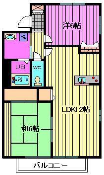 ヤマダ・ルネッサンス(2LDK/2階)の間取り写真