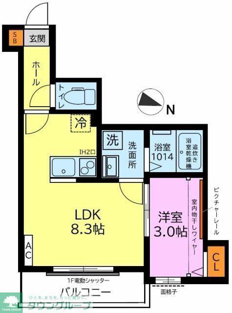 ガーデンヒルズ宮原(1LDK/2階)の間取り写真