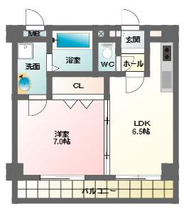 アーバンステージ天王寺東(1LDK/4階)の間取り写真