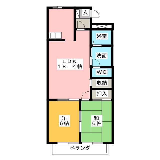 アンブル ルミエール(2LDK/2階)の間取り写真