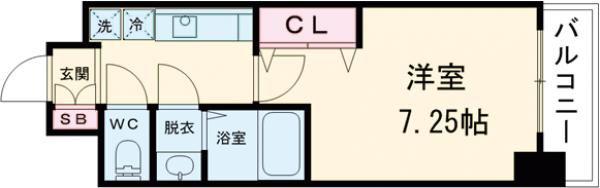 LUXEなかもず(1K/9階)の間取り写真