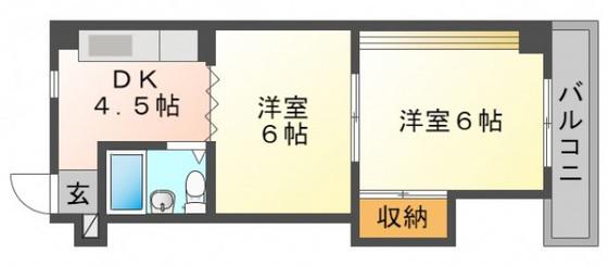 SPC幟町ビル(2DK/4階)の間取り写真