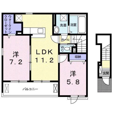 マリン・ベリー 2LDKHT(2LDK/2階)の間取り写真