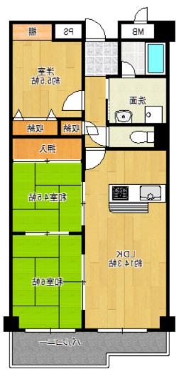 シャトークレール(3LDK/2階)の間取り写真