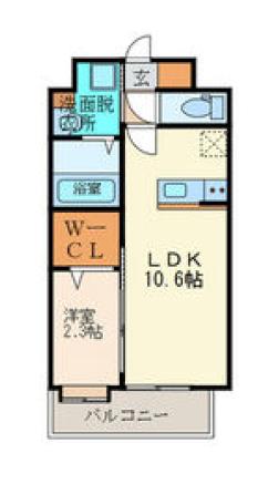 ルホソ山王(1LDK/7階)の間取り写真