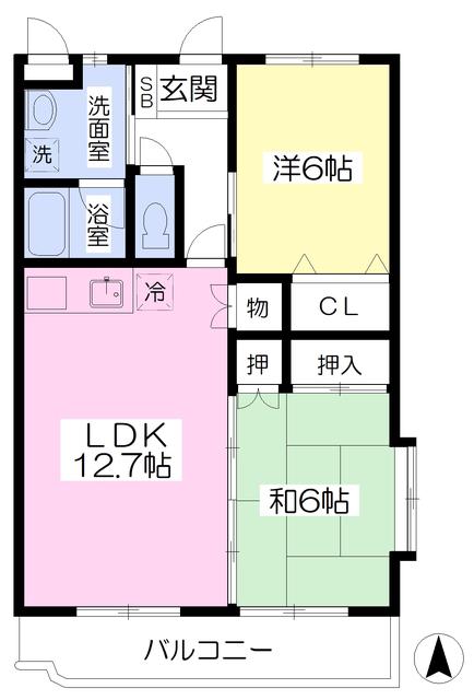 メゾン・ド・アルエット壱番館(2LDK/2階)の間取り写真