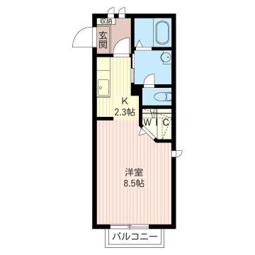 パルティーレ(ワンルーム/2階)の間取り写真