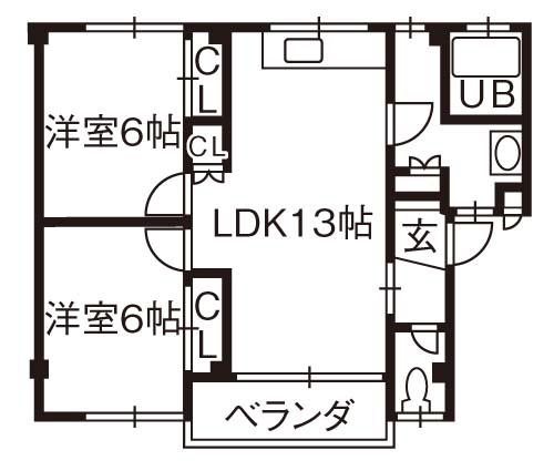 リッツハウス(2LDK/1階)の間取り写真