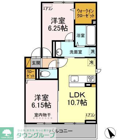 サニーハイム(2LDK/3階)の間取り写真