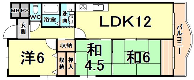 ラフィーネ甲子園(3LDK/1階)の間取り写真