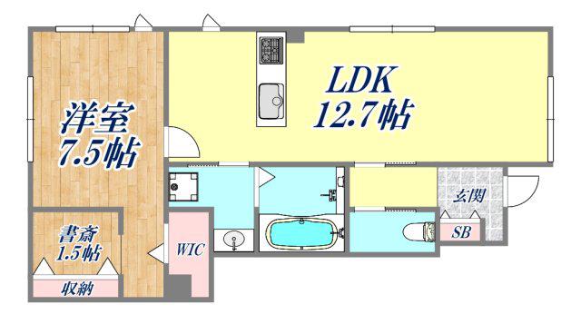 ラディエンス逆瀬川(1LDK/1階)の間取り写真