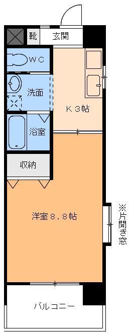 れぐるす平和通(1K/3階)の間取り写真