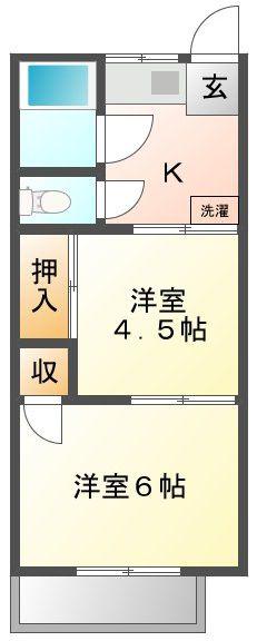 安田ハイツ(2K/2階)の間取り写真