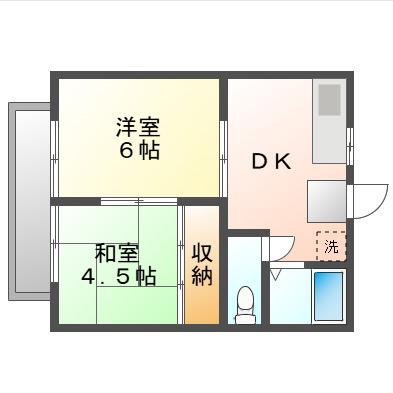 コーポ西崎(2DK/2階)の間取り写真