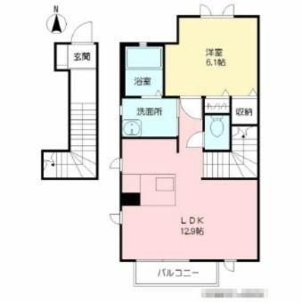 プラム フィールド(1LDK/2階)の間取り写真