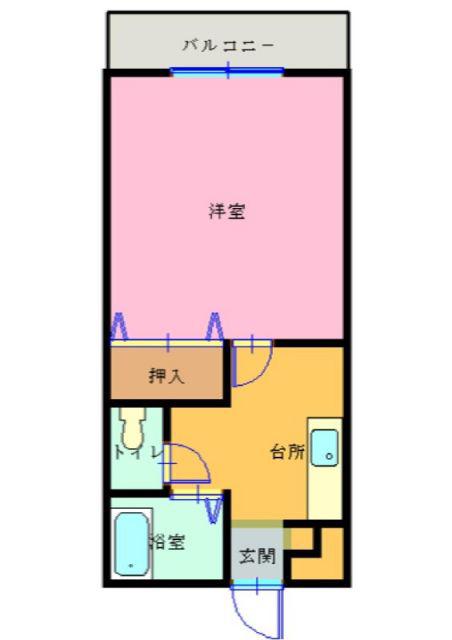ロマーノハイツ三角(1K/1階)の間取り写真