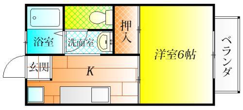 ハイツみささぎ(1K/2階)の間取り写真