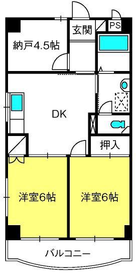 プリーマしみず(2SDK/2階)の間取り写真