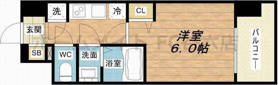 レジュールアッシュOSAKA新深江(1K/11階)の間取り写真