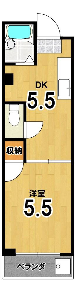 パパス永楽(1DK/3階)の間取り写真