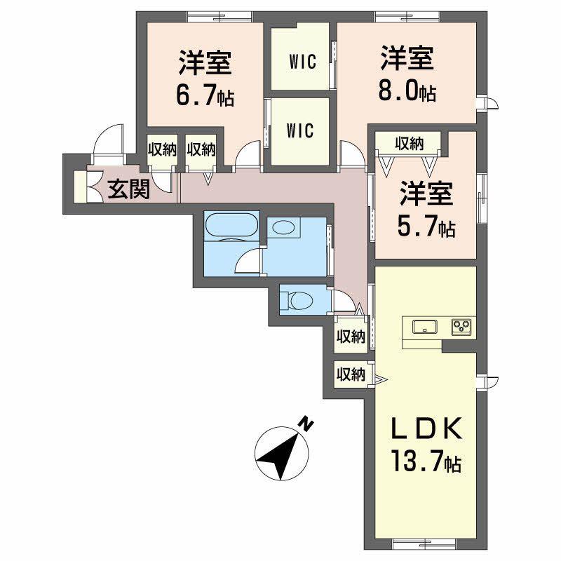 シャーメゾン北島(3LDK/3階)の間取り写真