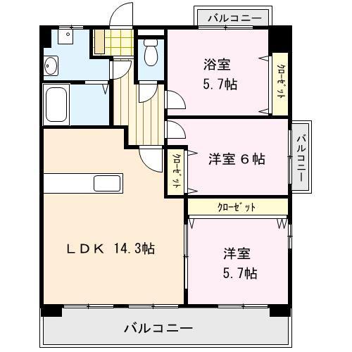 グランドゥール(3LDK/4階)の間取り写真
