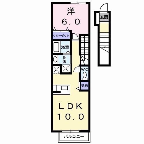 エトワールB(1LDK/2階)の間取り写真