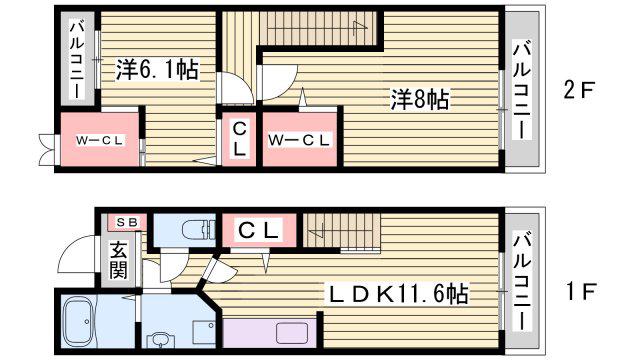クレール有瀬(2LDK/1階)の間取り写真