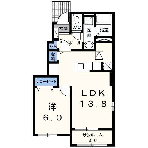ブルーノート(1LDK/1階)の間取り写真