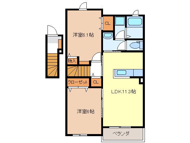 エクシブ(2LDK/2階)の間取り写真