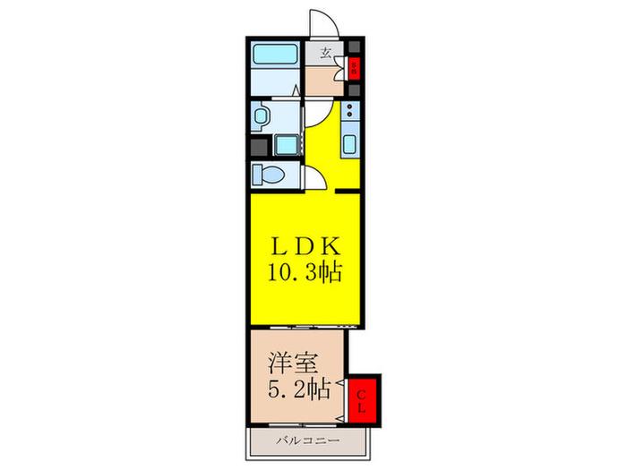 ラモーナ一津屋II(1LDK/2階)の間取り写真